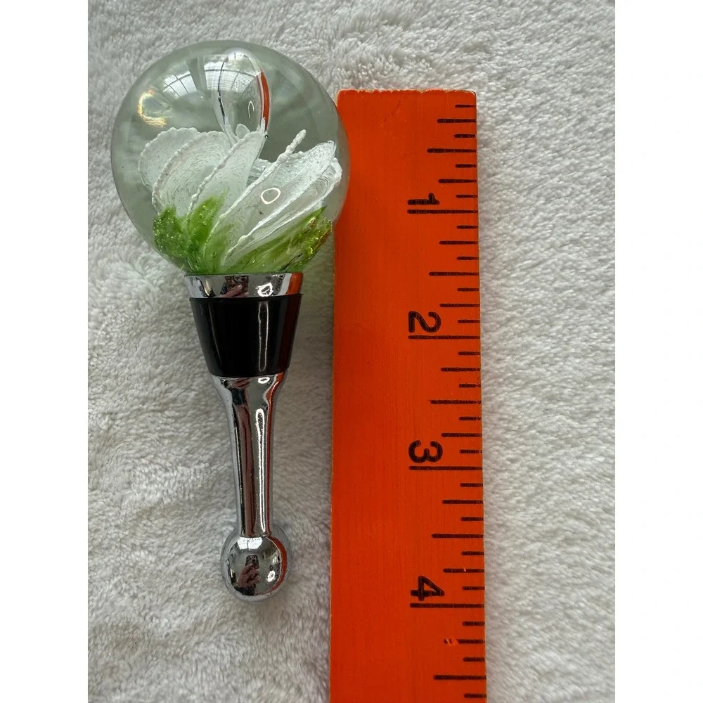 Art‎ Handblown Glass Green Swirl Wine Bottle Stopper Beautiful 4